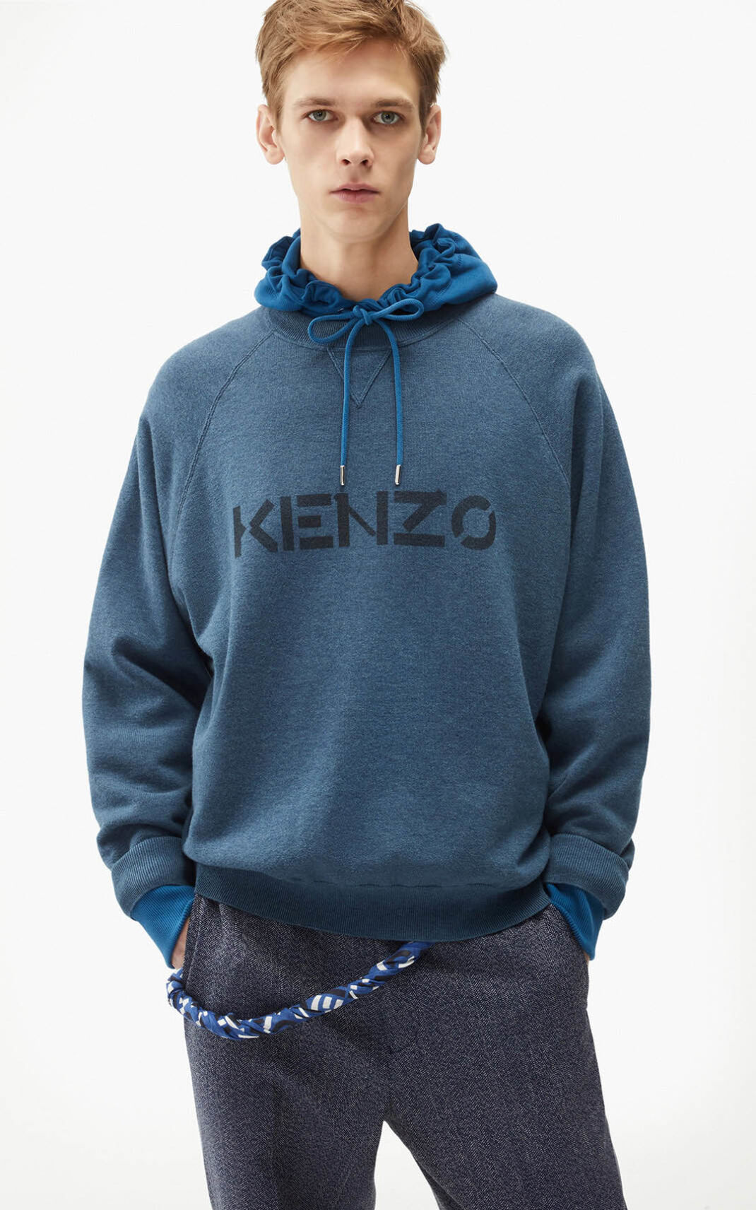 Kenzo logo Kazak Erkek Mavi | 8257-GITPU